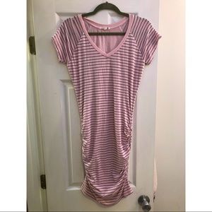 Sundry V-Neck Striped Mini Dress